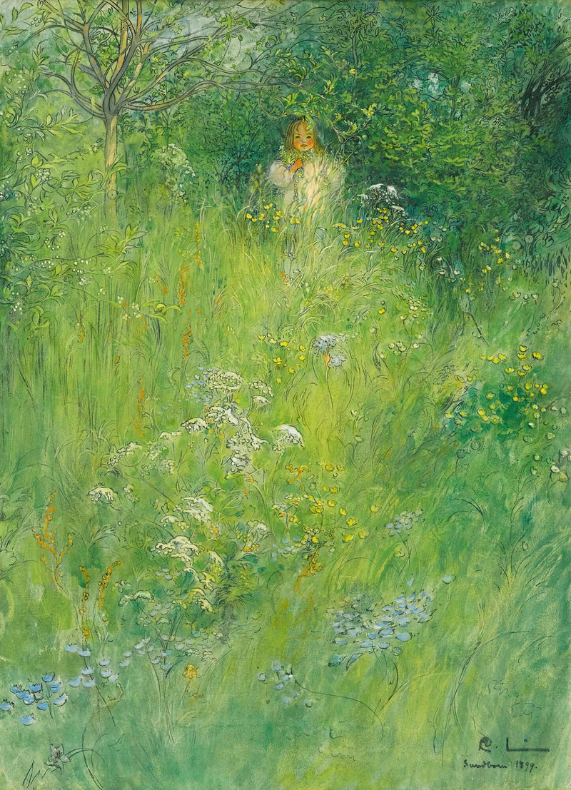 A Fairy Kersti In The Meadow by Carl Larsson