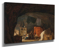 A Family In A Cave Interior by Hubert Robert