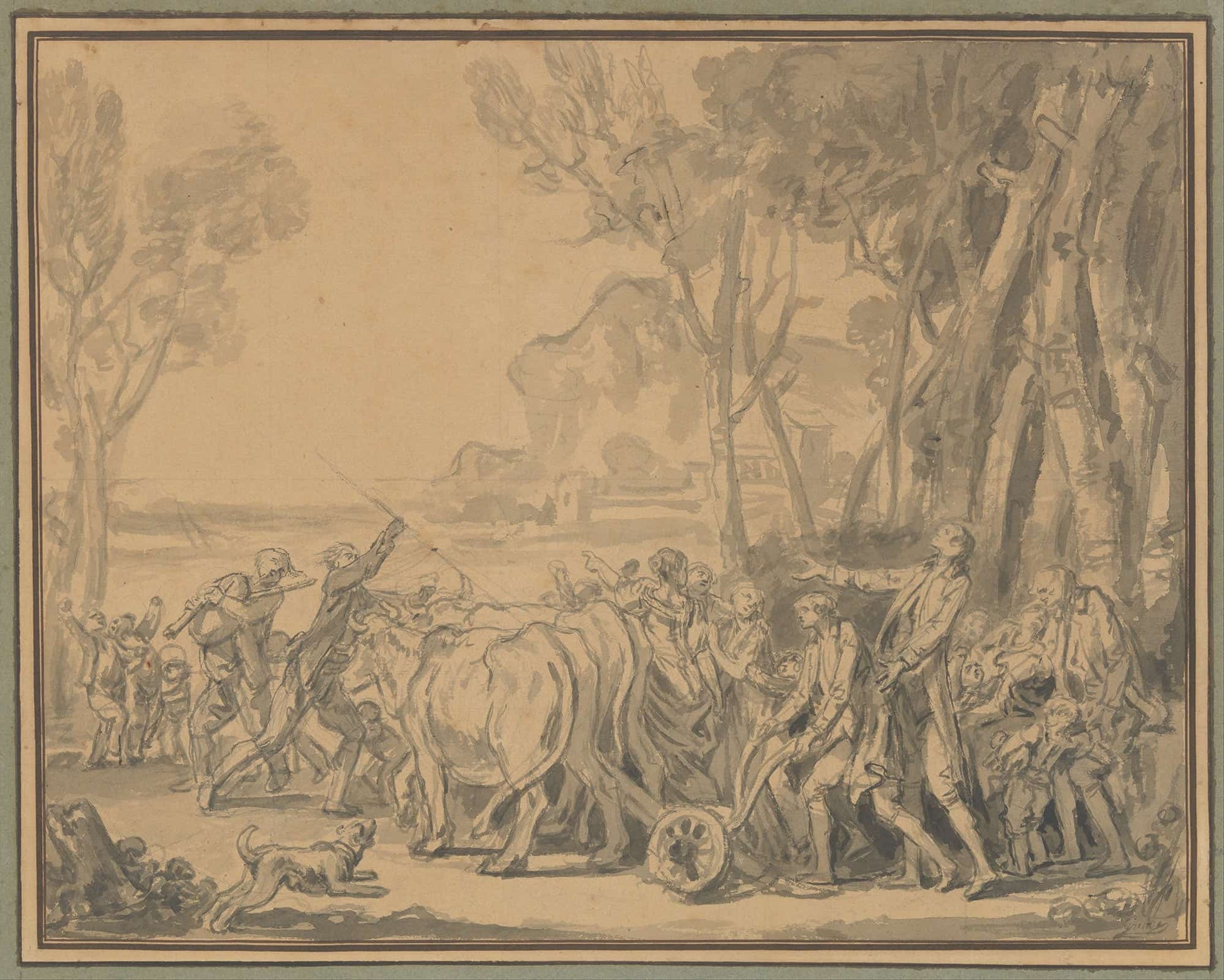 A Farmer Entrusting The Plow To His Son by Jean Baptiste Greuze