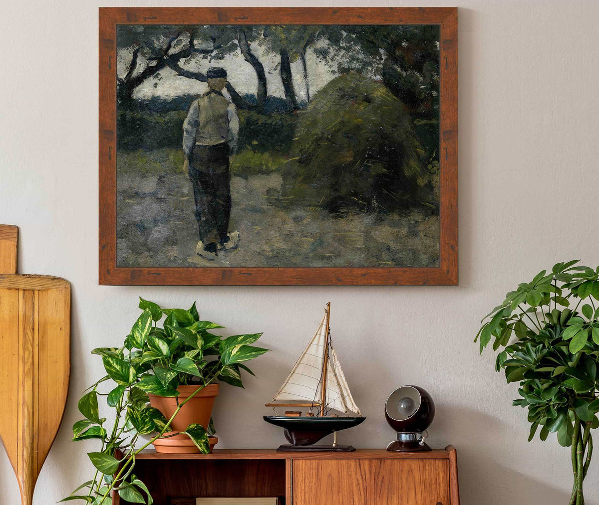 A Farmer Standing Near A Hay Stack by Richard Nicolaus Roland Holst