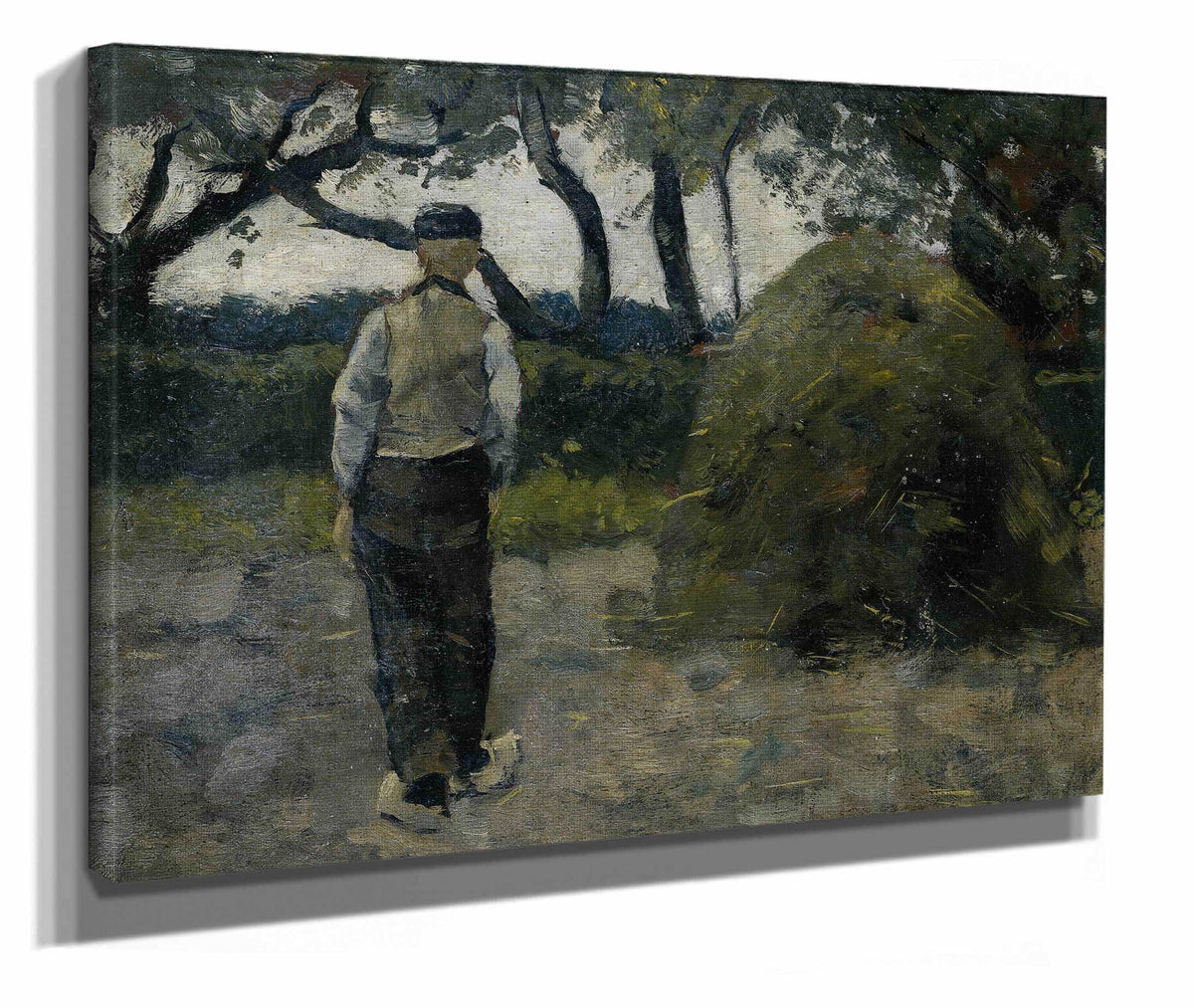 A Farmer Standing Near A Hay Stack by Richard Nicolaus Roland Holst