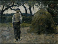A Farmer Standing Near A Hay Stack by Richard Nicolaus Roland Holst