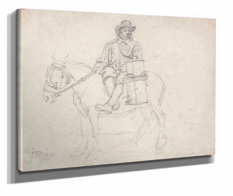 A Farmhand Riding Side Saddle Carrying An Urn by James Ward