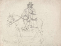 A Farmhand Riding Side Saddle Carrying An Urn by James Ward