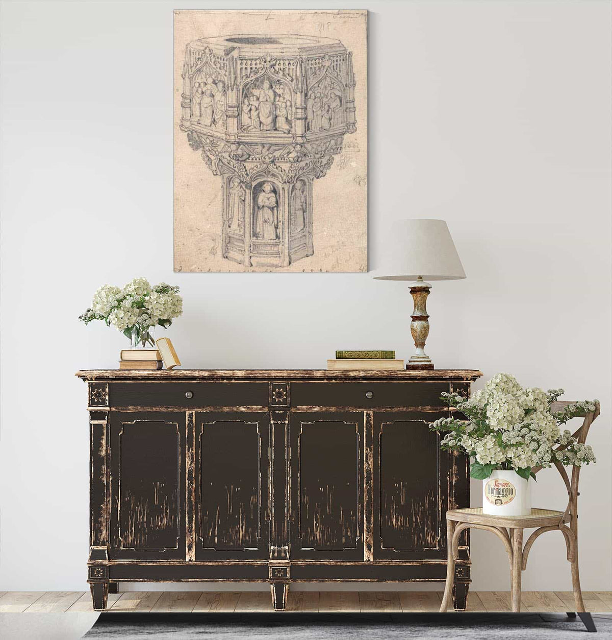 A Font In Walsoken Church Norfolk by John Sell Cotman