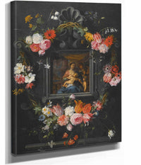 A Garland Of Flowers Surrounding The Virgin And Child by Jan Brueghel The Younger