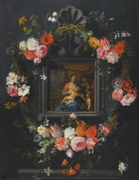 A Garland Of Flowers Surrounding The Virgin And Child by Jan Brueghel The Younger