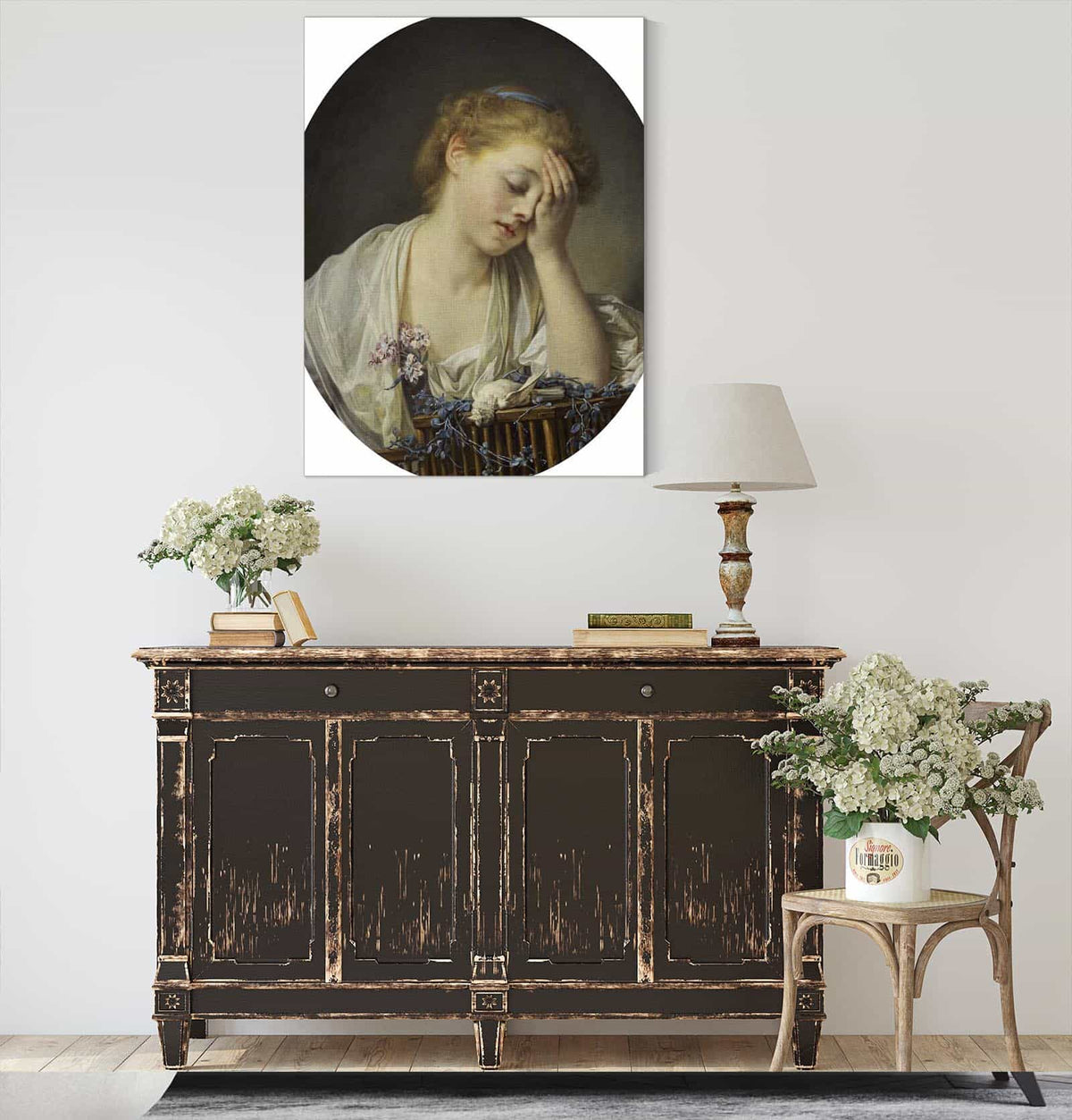 A Girl With A Dead Canary by Jean Baptiste Greuze