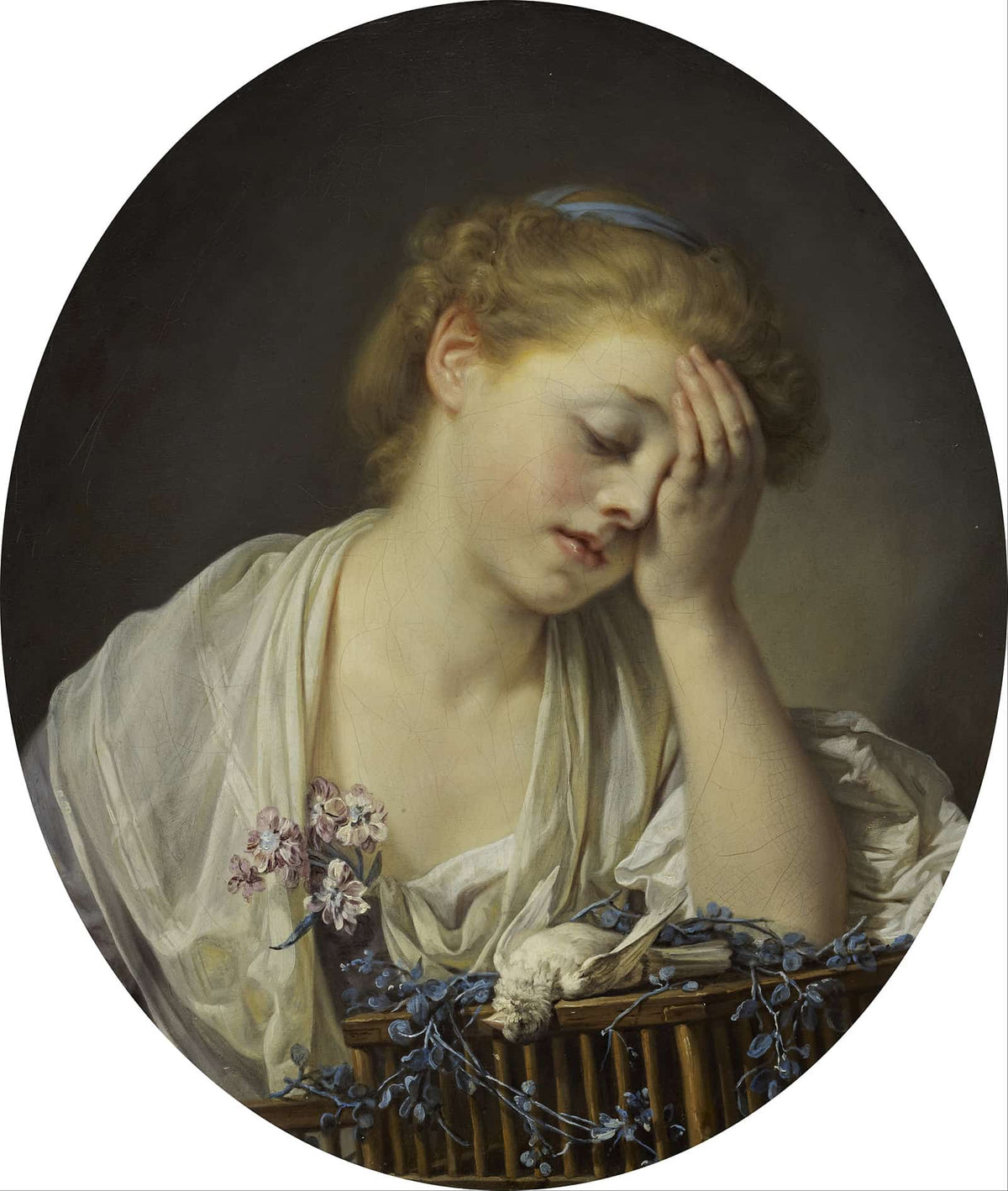 A Girl With A Dead Canary by Jean Baptiste Greuze