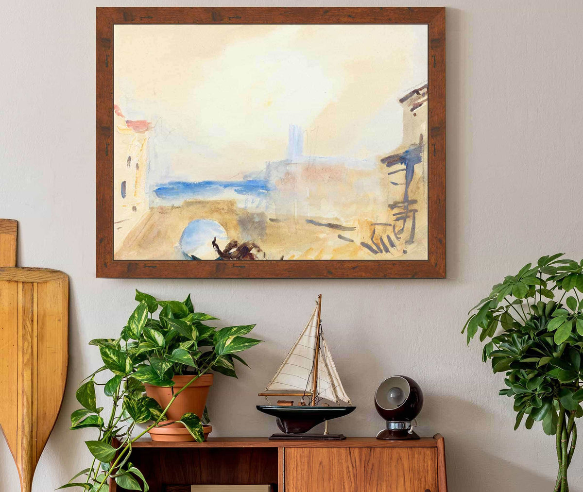 A Gondola Passing Under A Bridge In Venice by Hercules Brabazon Brabazon