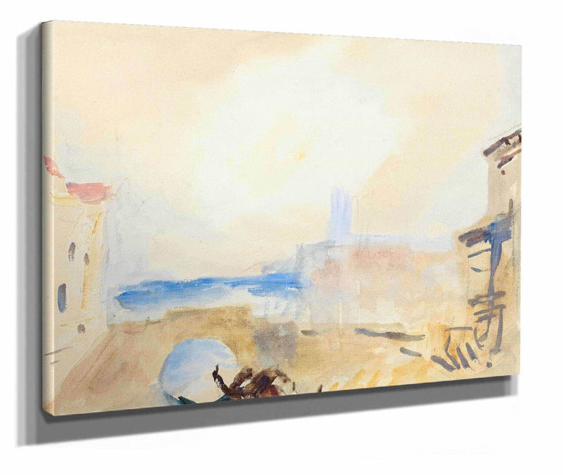 A Gondola Passing Under A Bridge In Venice by Hercules Brabazon Brabazon