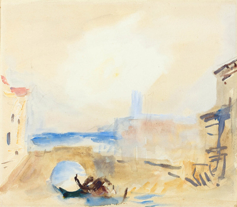 A Gondola Passing Under A Bridge In Venice by Hercules Brabazon Brabazon