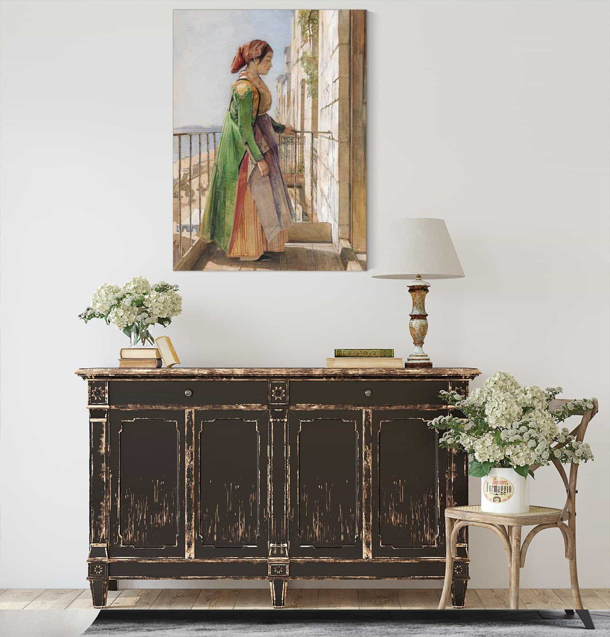 A Greek Girl Standing On A Balcony by John Frederick Lewis