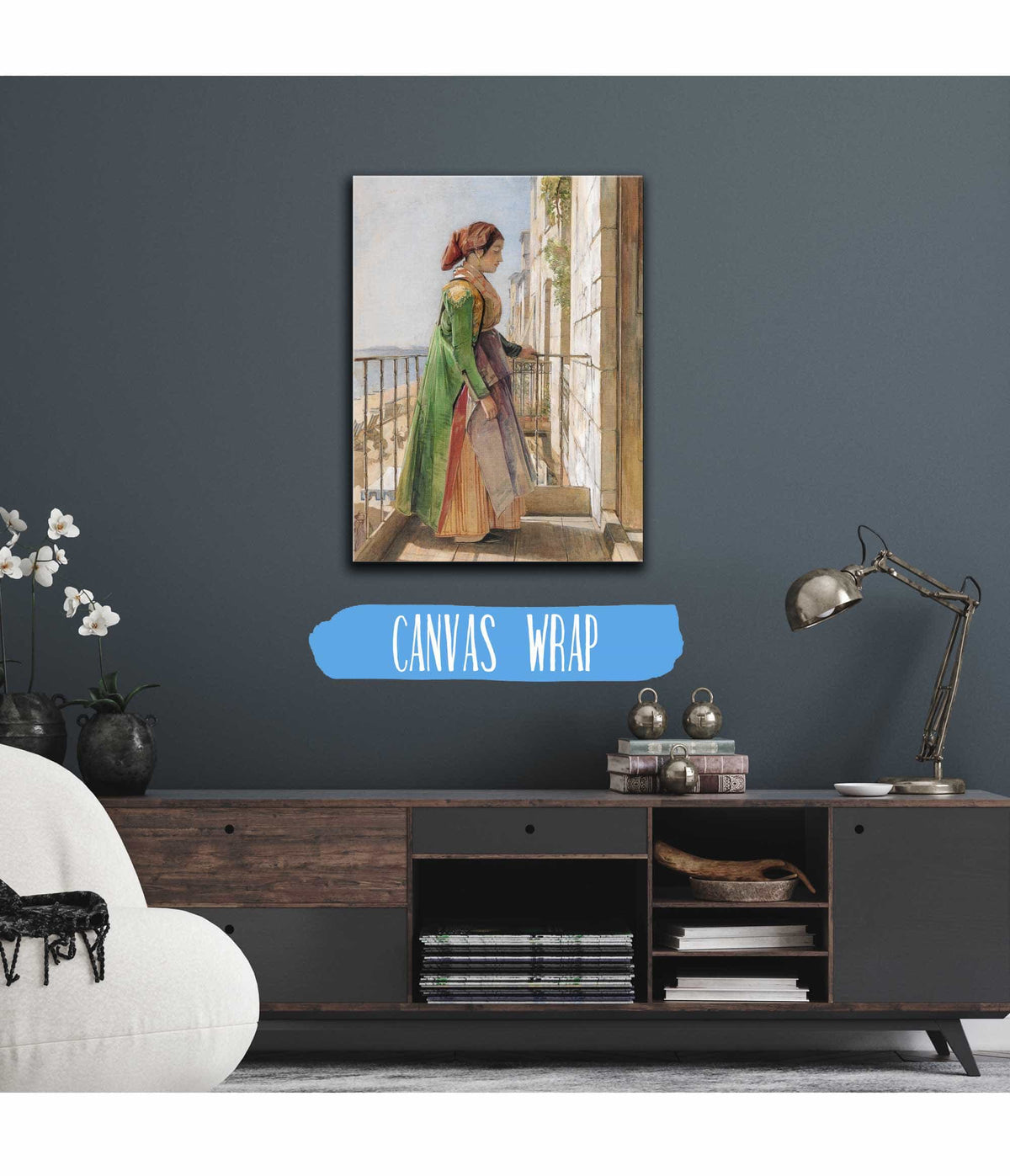 A Greek Girl Standing On A Balcony by John Frederick Lewis