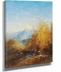 A Group Of People In A Moutain Landscape by Felix Ziem