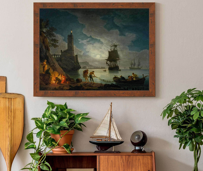 A Harbor In Moonlight  by Claude Joseph Vernet