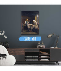 A Hardanger Interior Young Girl Knitting by Adolph Tidemand