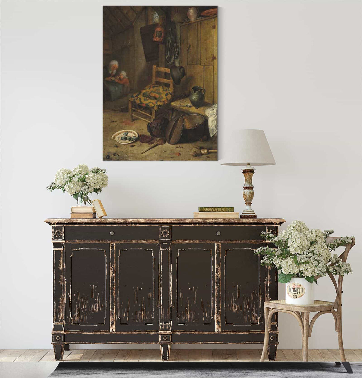 A Kitchen Interior With A Mother And Child by Adriaen Van Ostade