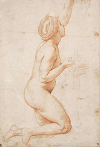 A Kneeling Nude Woman With Her Left Arm Raised by Raphael