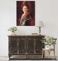 A Lady In A Fur Lined Cape by Gustave Jean Jacquet