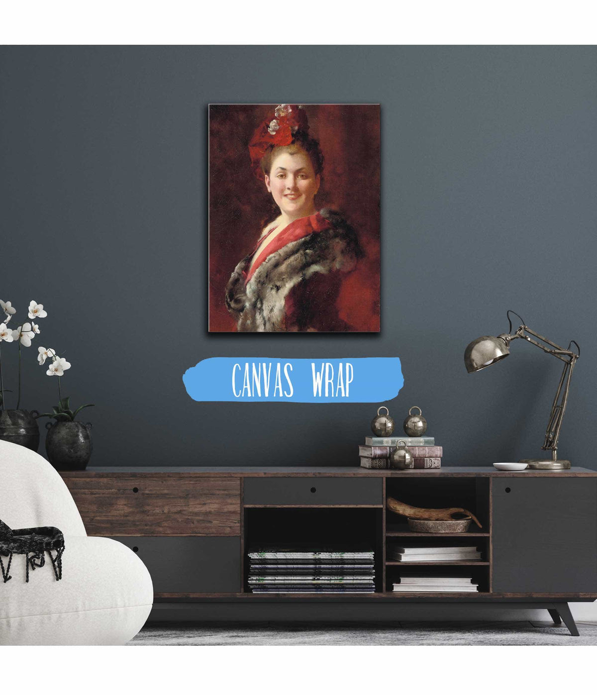 A Lady In A Fur Lined Cape by Gustave Jean Jacquet