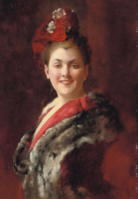 A Lady In A Fur Lined Cape by Gustave Jean Jacquet