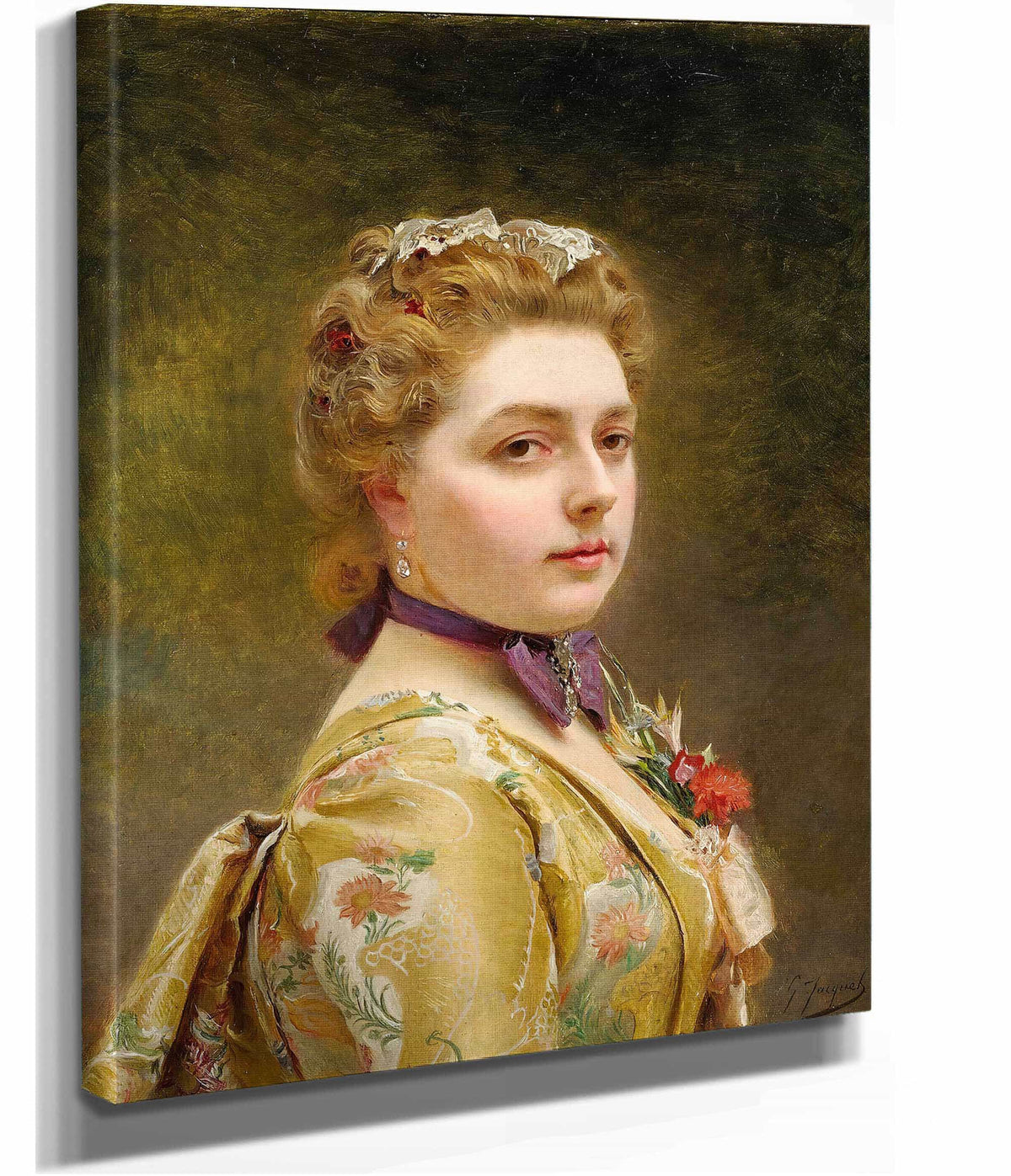 A Lady In A Golden Gown by Gustave Jean Jacquet