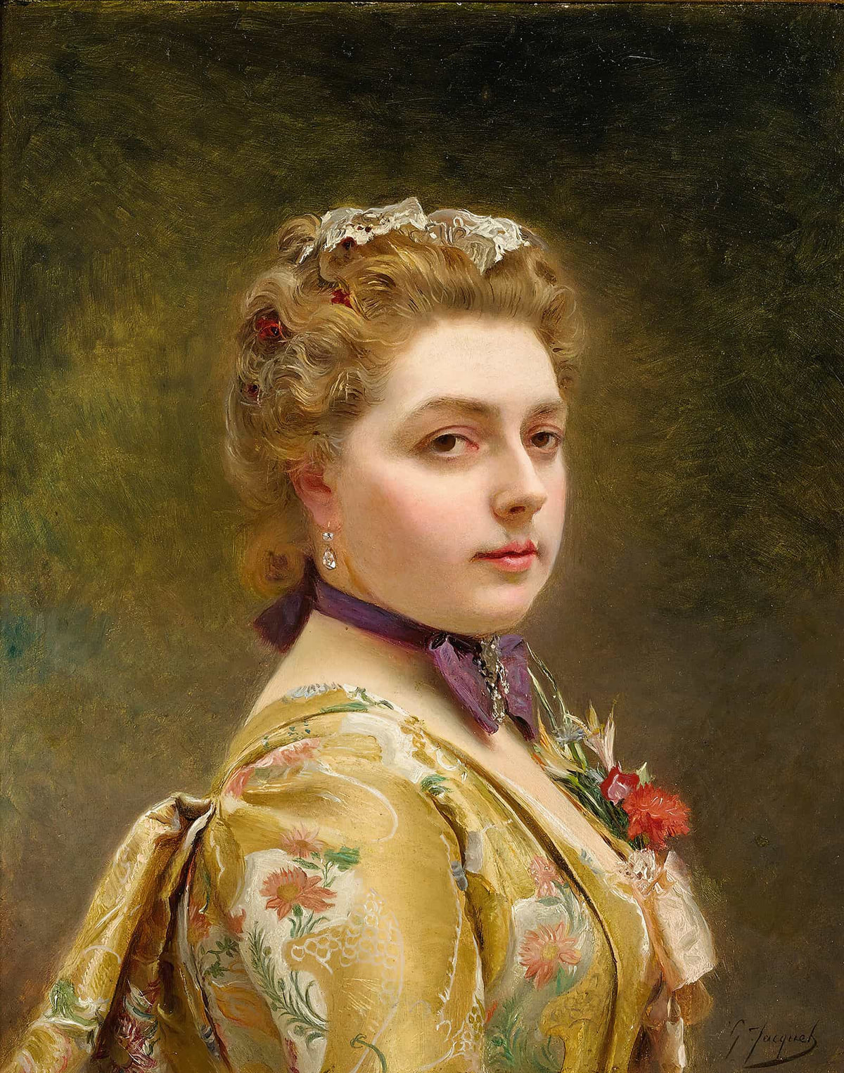 A Lady In A Golden Gown by Gustave Jean Jacquet