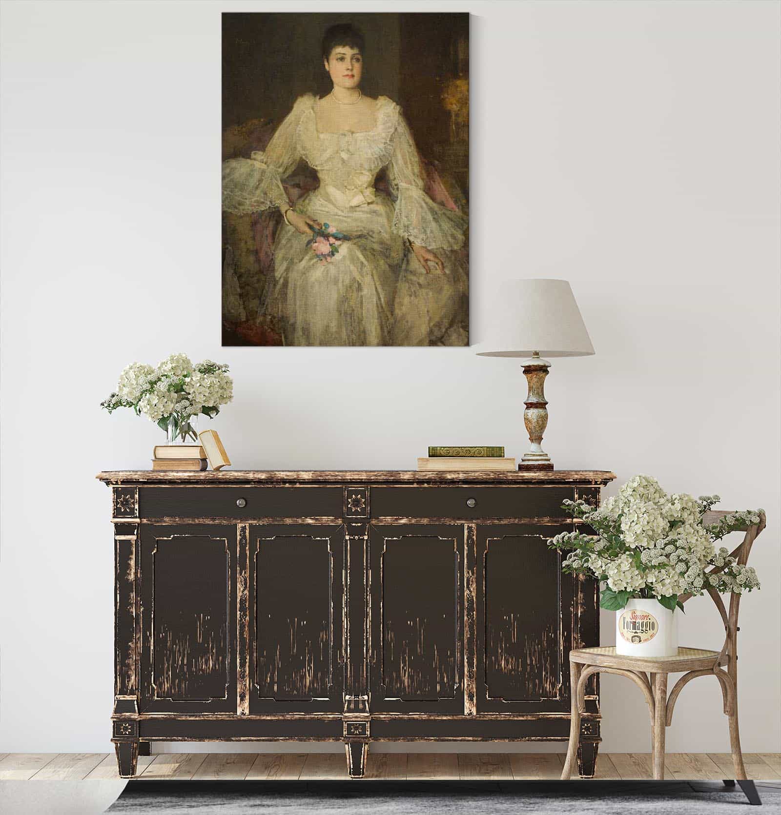 A Lady In White A Portrait Of Lady Lyle by Sir John Lavery