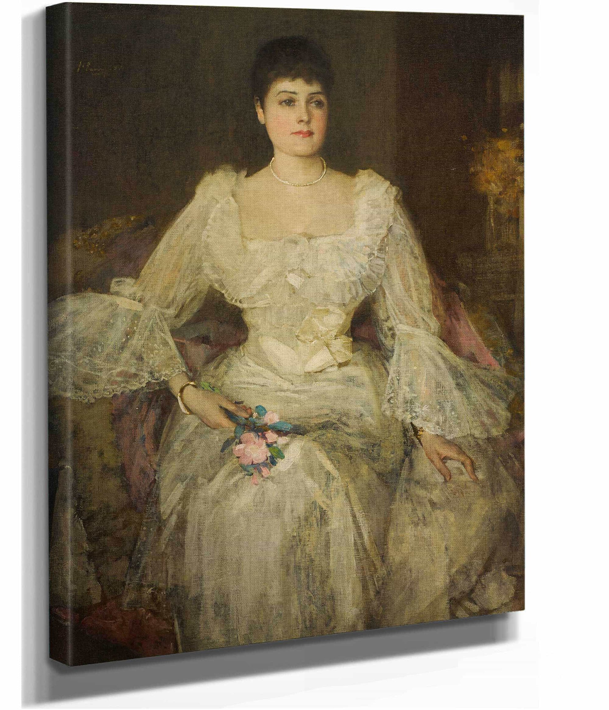 A Lady In White A Portrait Of Lady Lyle by Sir John Lavery