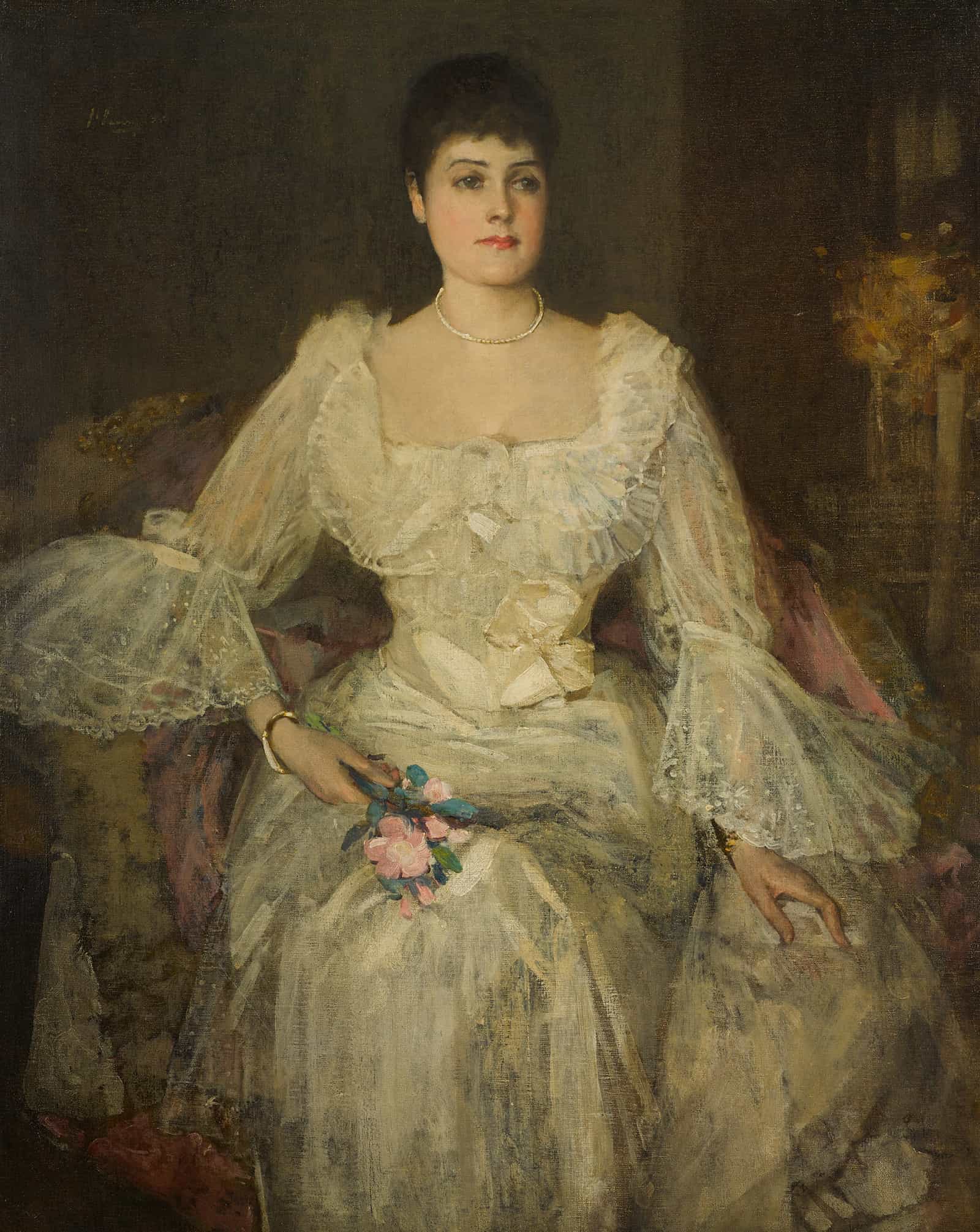 A Lady In White A Portrait Of Lady Lyle by Sir John Lavery