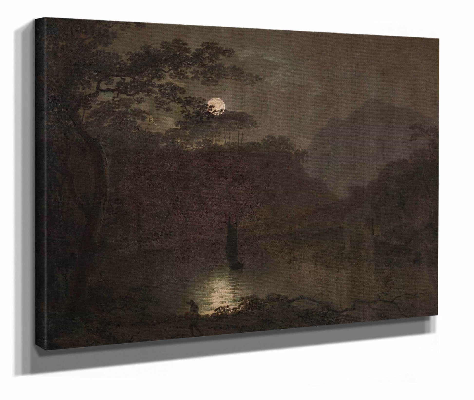 A Lake By Moonlight by Joseph Wright Of Derby