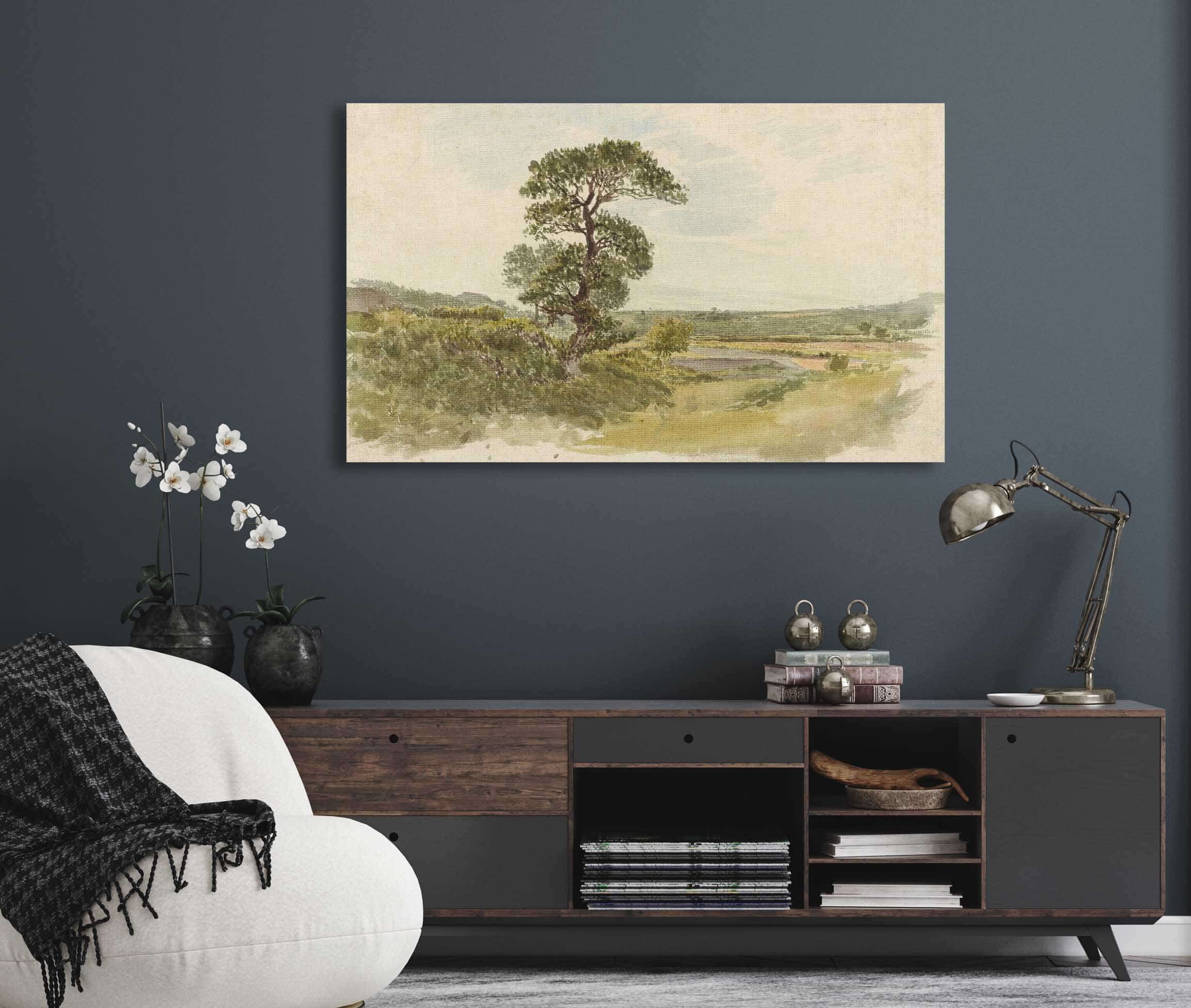 A Landscape In Snowdonia With A Tree In The Foreground by John Linnell