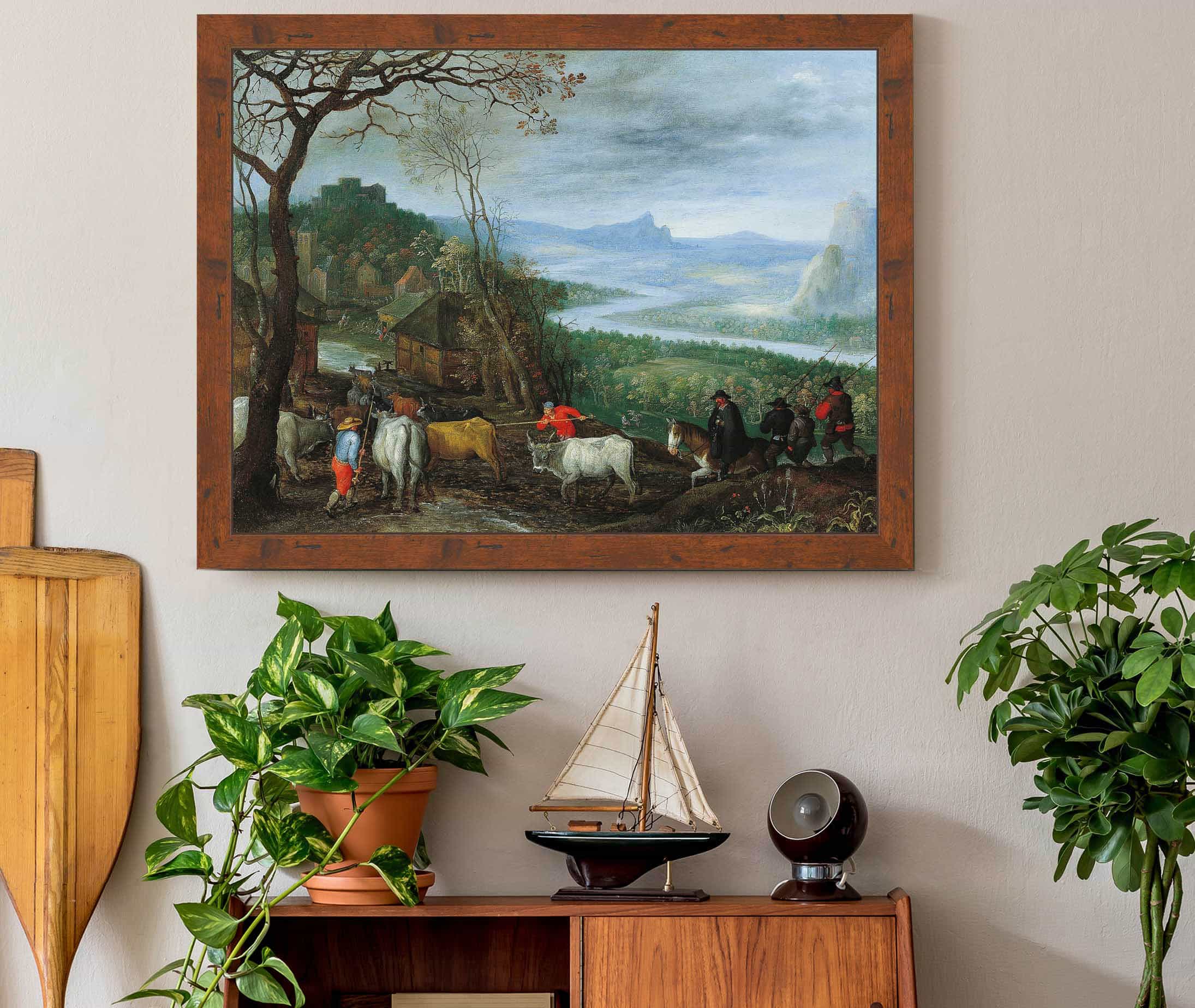 A Landscape With Herdsmen Driving Cattle To A Village by Jan Brueghel The Elder