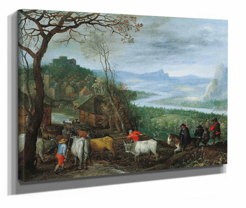 A Landscape With Herdsmen Driving Cattle To A Village by Jan Brueghel The Elder