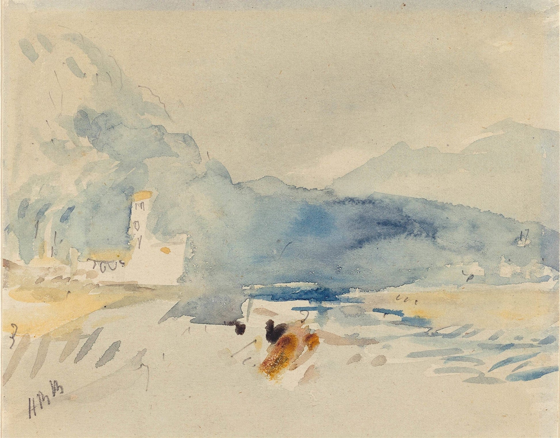 A Landscape With Mountains And A Stream by Hercules Brabazon Brabazon
