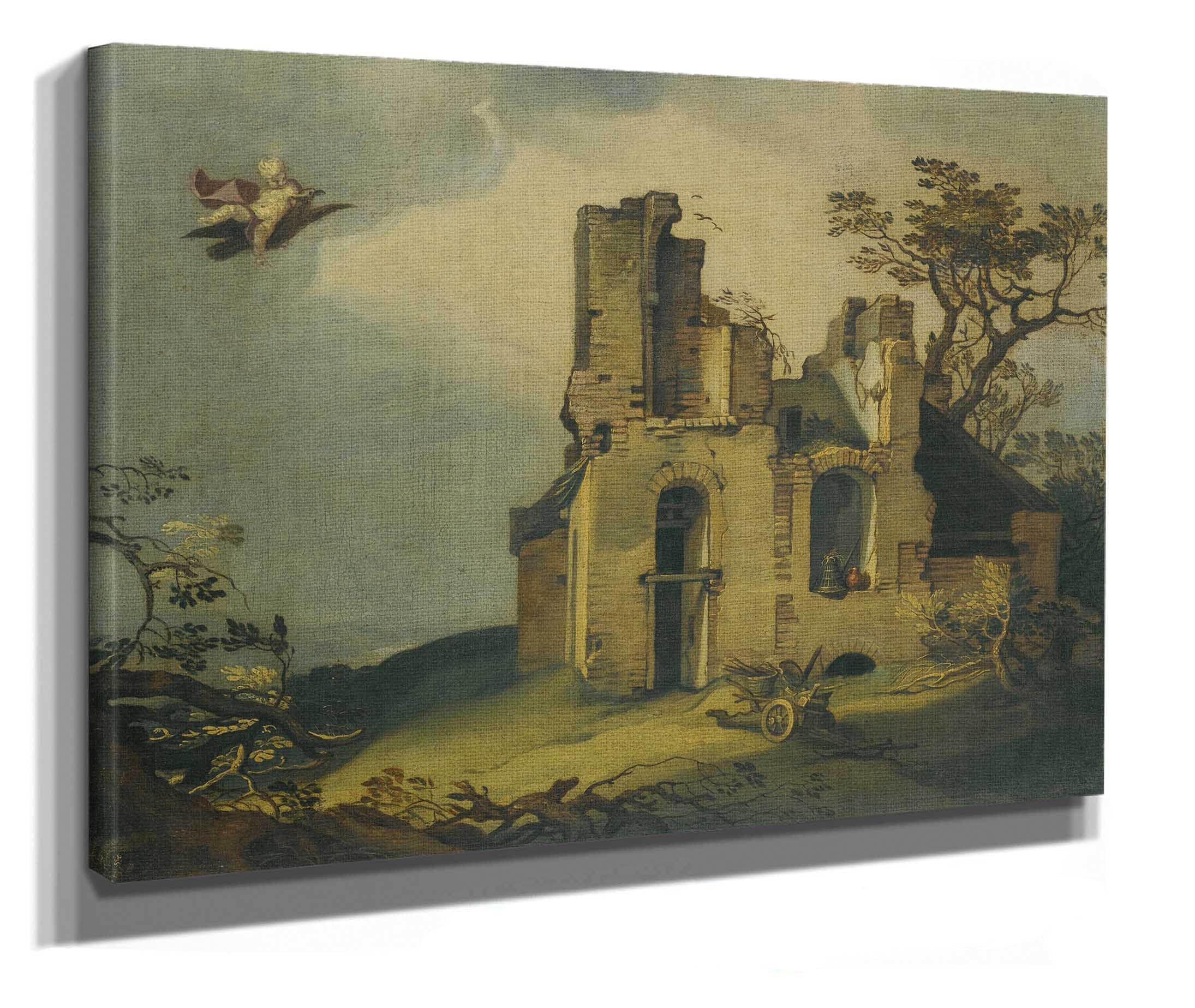 A Landscape With Ruins With The Rape Of Ganymede by Abraham Bloemaert