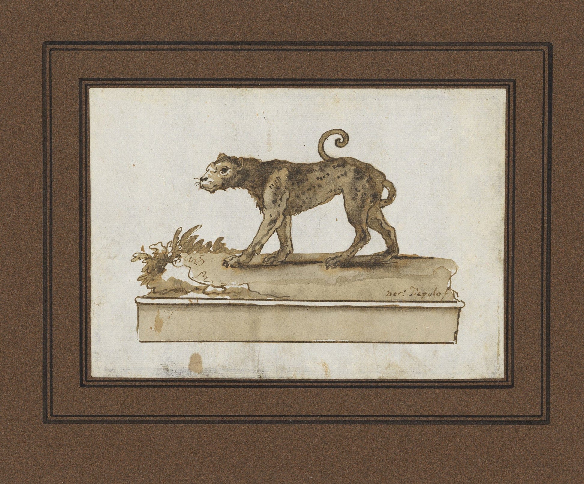 A Leopard Moving To The Left On A Base Mid Th Early Th Century by Giovanni Domenico Tiepolo