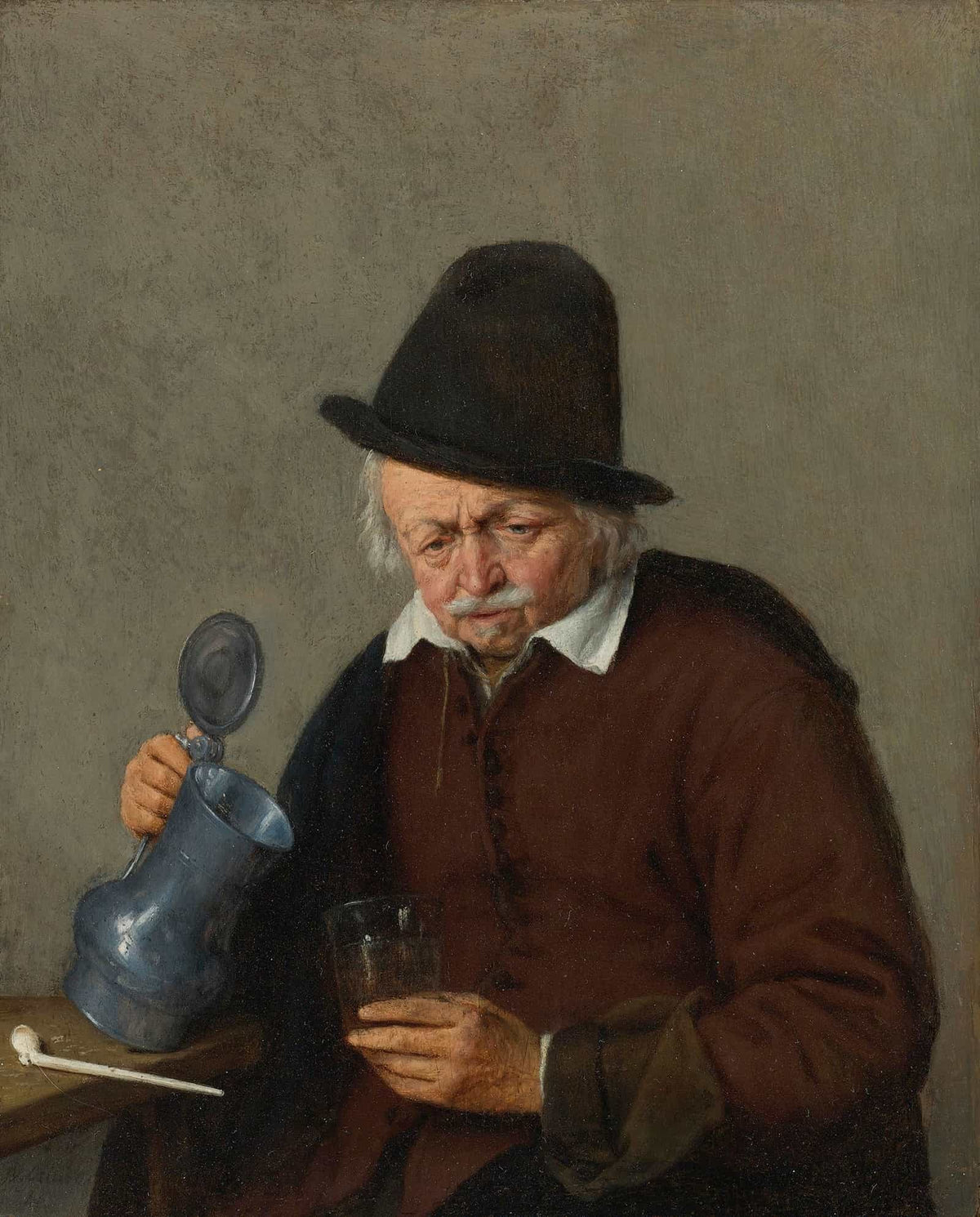 A Man Holding A Tankard And A Glass by Adriaen Van Ostade