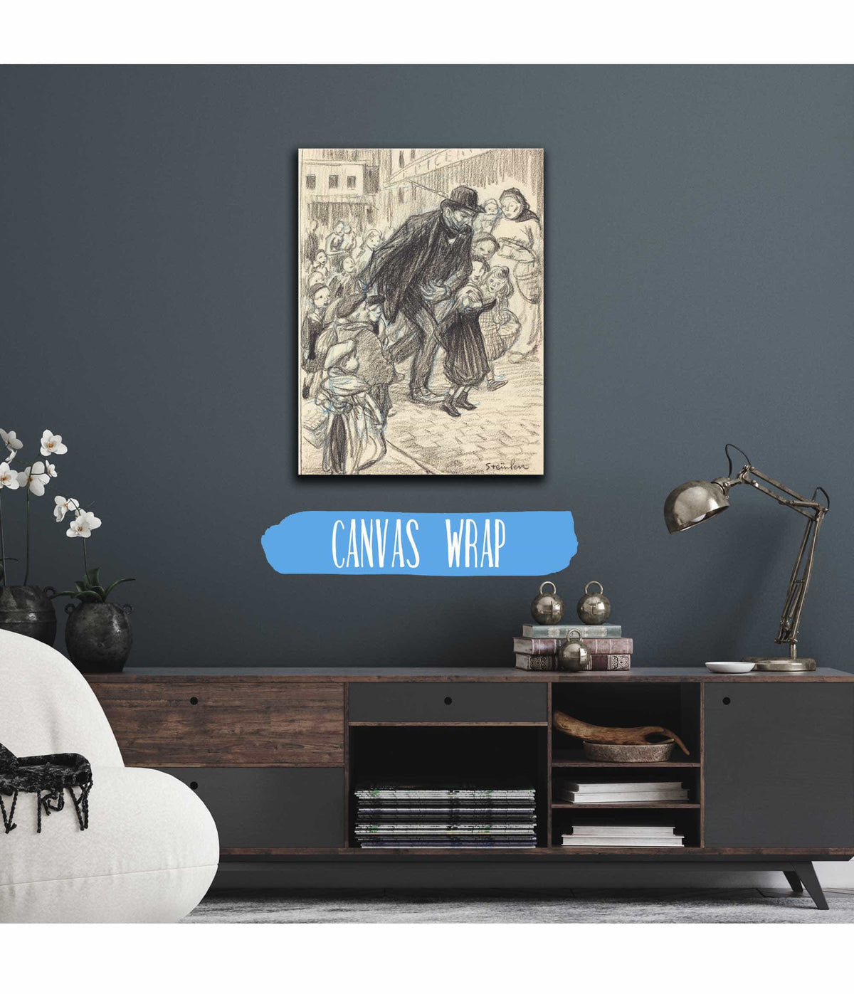 A Man On A City Street Surrounded By Children Un Pere by Theophile Alexandre Steinlen