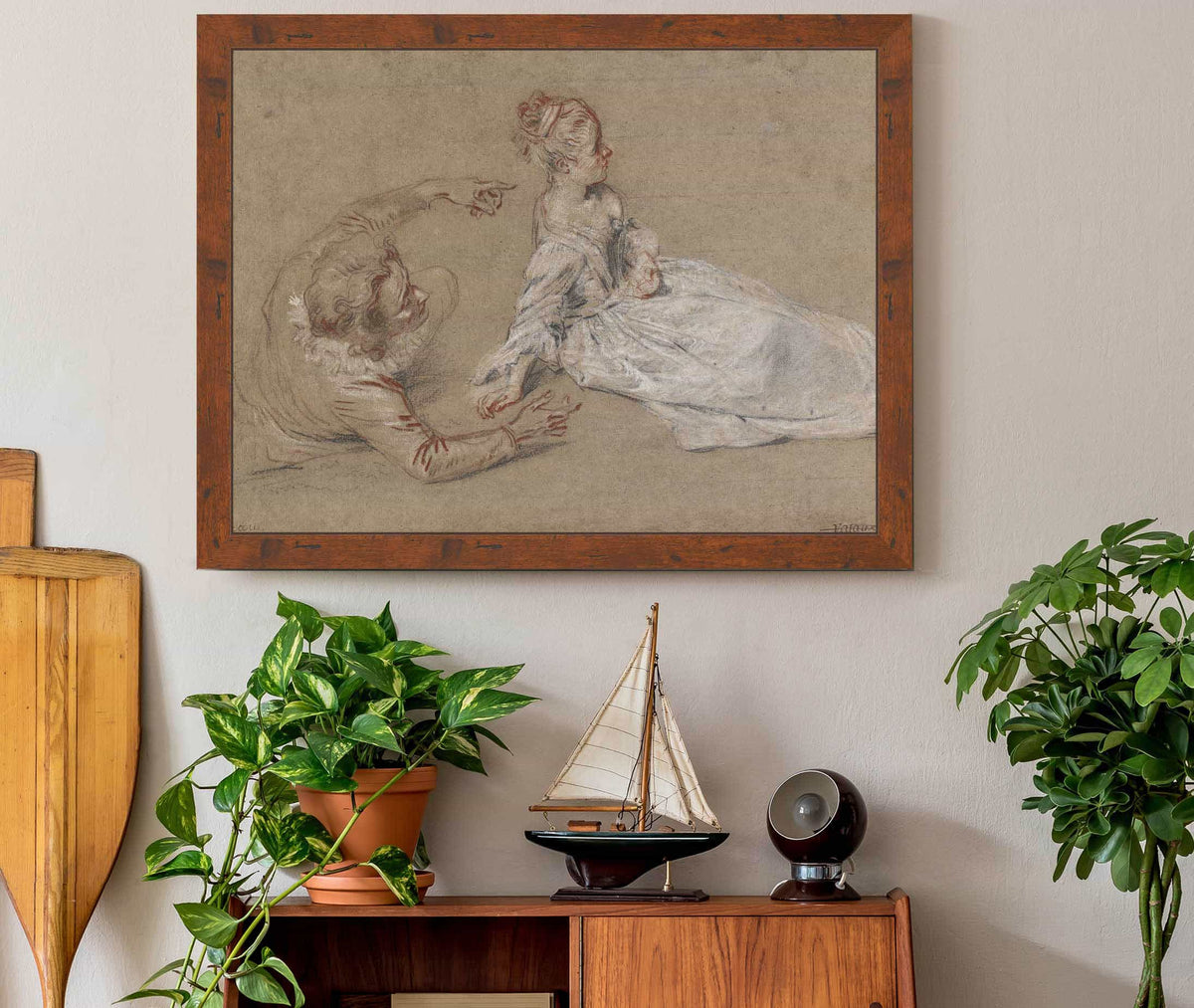 A Man Reclining And A Woman Seated On The Ground by Jean Antoine Watteau