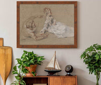 A Man Reclining And A Woman Seated On The Ground by Jean Antoine Watteau