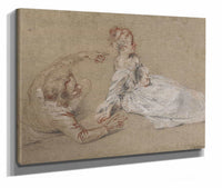 A Man Reclining And A Woman Seated On The Ground by Jean Antoine Watteau