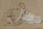 A Man Reclining And A Woman Seated On The Ground by Jean Antoine Watteau