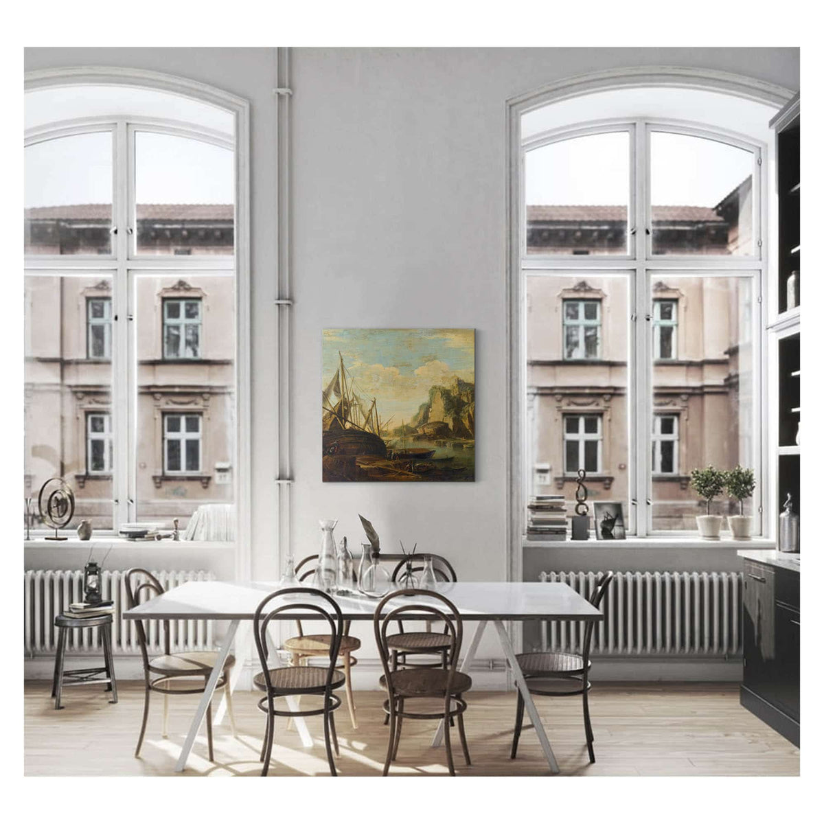 A Mediterranean Coastal Landscape With A Ship by Salvator Rosa