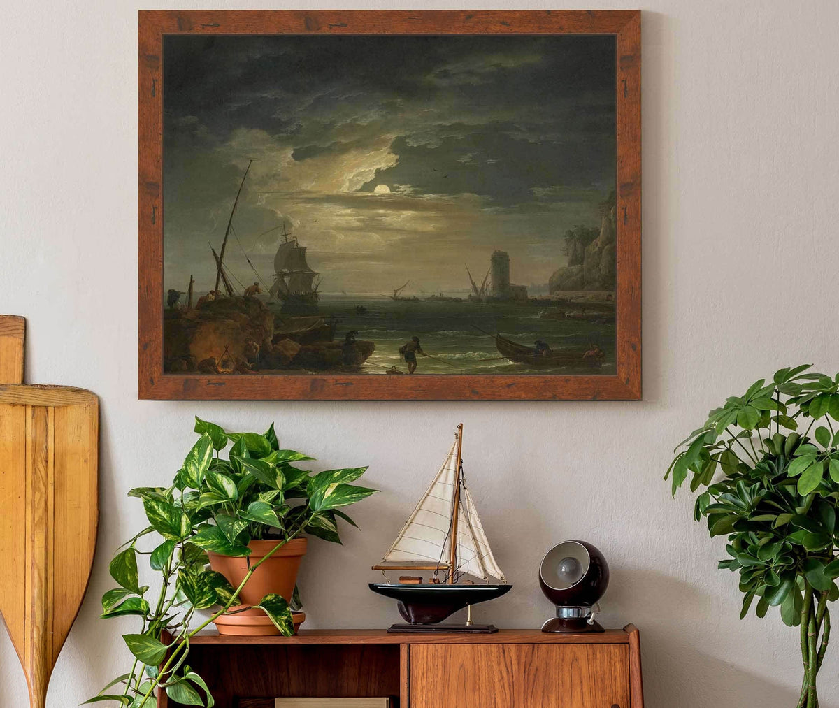 A Mediterranean Inlet By Moonlight by Claude Joseph Vernet