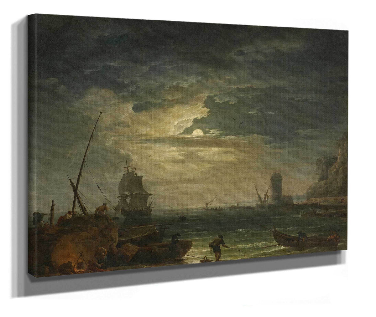 A Mediterranean Inlet By Moonlight by Claude Joseph Vernet