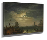 A Mediterranean Inlet By Moonlight by Claude Joseph Vernet