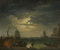 A Mediterranean Inlet By Moonlight by Claude Joseph Vernet