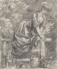 A Milkmaid Climbing A Stile by Thomas Gainsborough